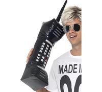 Smiffys Inflatable Retro Mobile Phone, Black 76cm / 30in, 1980's Fancy Dress, Adult Dress Up Accessories Halloween
