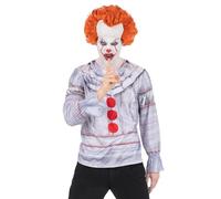 Smiffys IT Chapter 2 Pennywise Men’s Top, Official Licensed Stephen King IT Clown Costume Shirt for Adults, Creepy Pennywise Fancy Dress with Printed Design, Horror Movie Halloween Outfit, Large