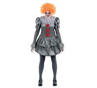 Smiffys IT Chapter Two Pennywise Costume for Adults, Dress with Neck Ruffle and Tights, Grey, Officially Licensed, Ideal for Halloween, Stag and Hen Nights, and Playful Fancy Dress