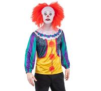 Smiffys IT Classic Pennywise Clown Top for Adults, Official Licensed Horror Fancy Dress Costume Shirt, IT Movie for Halloween, Cosplay & Scary Movie Theme Parties, Medium