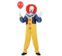 Smiffys IT The Movie Pennywise Costume for Adults, All-in-One with Neck Ruffle and Inserted Waistcoat, Officially Licensed, Ideal for 1990s Themed Fancy Dress and Halloween Events