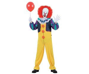 Smiffys IT The Movie Pennywise Costume for Adults, All-in-One with Neck Ruffle and Inserted Waistcoat, Officially Licensed, Ideal for 1990s Themed Fancy Dress and Halloween Events