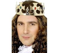 Smiffys Jewelled King's Crown, Gold , Historical Fancy Dress, Crown Jewels Dress Up Accessories