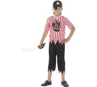 Smiffys Jolly Pirate Boy Costume, Red & White (Size L)