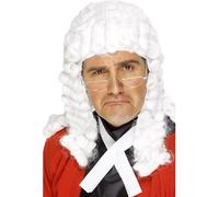 Smiffys Judge's Wig, White , Cops & Robbers Fancy Dress, Adult Dress Up Wigs