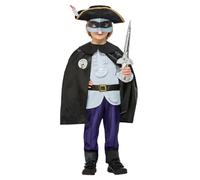 Smiffys Julia Donaldson The Highway Rat Costume for Kids, Shirt, Cape, Trousers, Hat, Mask, and Sword, Multi-coloured, Officially Licensed with Badge Detail and Book Quotes for Roleplay