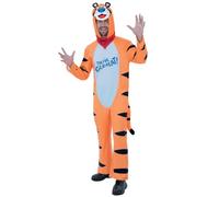 Smiffys Kelloggs™ Tony The Tiger™ Costume All in One & Scarf, Officially Licensed Kelloggs Fancy Dress, Adult Dress Up Costumes