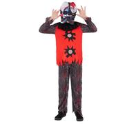 Smiffys Kids 2 Headed Chuckles The Clown Costume Creepy Double Head Fancy Dress Scary Circus Clown Halloween Outfit with Shirt Trousers and Mask for Boys