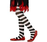 Smiffys Tights, Black & White Age 6-12, Children's Tights and Petticoats Fancy Dress, Child Dress Up Accessories