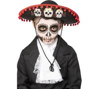 Smiffys Kids Day of the Dead Sombrero, Halloween Child Fancy Dress, Day of The Dead Dress Up Hats