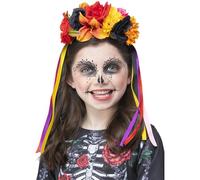 Smiffys Kids DOTD Colourful Rose Headband, Halloween Child Fancy Dress, Day of The Dead Dress Up Hats