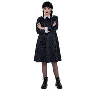 Smiffys Kids Gothic School Girl Costume Spotted Dress, Halloween Child Fancy Dress, Gothic Schoolgirl Dress Up Costumes