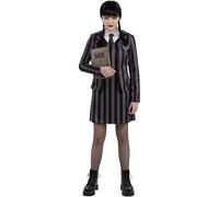 Smiffys Kids Gothic School Uniform Costume Dress with Mock Jacket, Shirt & Tie, Halloween Child Fancy Dress, Gothic Schoolgirl Dress Up Costumes