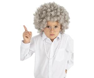 Smiffys Kids Granny Perm Wig, Grey Curly Costume Wig for Children, Old Lady Character Fancy Dress Accessory for World Book Day, School Plays & Comedy Dress Up