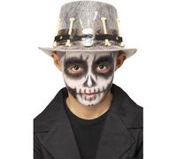 Smiffys Kids Grey Voodoo Distressed Top Hat, Halloween Child Fancy Dress, Voodoo Woman Dress Up Hats