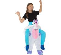 Smiffys Kids Piggyback Unicorn Costume, Pink & White One Piece Suit with Mock Legs, Children's Animal Fancy Dress, Unicorn Dress Up Costumes