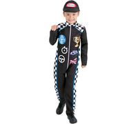 Smiffys Racing Driver Costume with Jumpsuit & Cap, Boys Fancy Dress, Child Dress Up Costumes