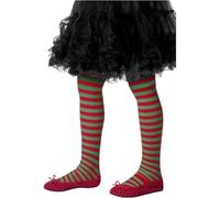 Striped Tights Childs Red & Green,Children's Tights Age 8-12