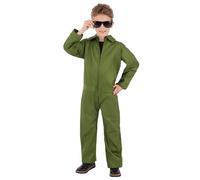 Smiffys Kids Unisex Green Boiler Suit Costume All in One Jumpsuit Children’s Fancy Dress Outfit for Halloween and TV Movie Characters, Age 4-6