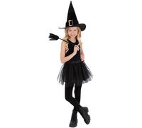 Smiffys Kids Witch Kit with Tutu Hat and 50cm Broom Girls Halloween Fancy Dress