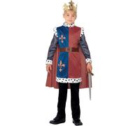Smiffys King Arthur Medieval Costume, Red with Tunic, Cape & Crown, Boys Fancy