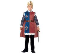 Smiffys King Arthur Medieval Costume, Red with Tunic, Cape & Crown, Boys Fancy D