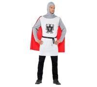 Smiffy's Men's Knight Costume, Tunic, Belt And Hood, Size: L, Colour: White, -