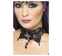 Smiffys Lace Gothic Choker in Black Smiffys Black One Size