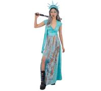 Smiffys Lady Liberty Costume Dress and Headpiece Women’s Halloween Fancy Dress Outfit Statue of Liberty Horror Costume, X-Large