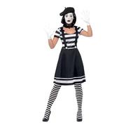 Adults Mime Artist Fancy Dress Ladies French Circus Costume Street Outfit Uk 8-1