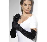 Smiffy's Gloves Velveteen – Black Long – Fancy Dress Accessory