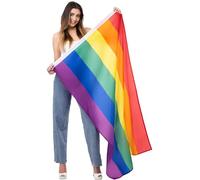 Smiffys Pride Rainbow Flag Fabric, 5ft X 3ft, Rainbow/Gay Pride Items Fancy Dress, Adult Dress Up Party Goods