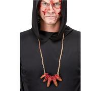 Smiffys Latex Severed Finger Necklace, Beige, Halloween Fancy Dress Accessory, Zombie Dress Up Accessories