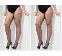 Smiffys Lattice Net Tights, Black Extra Large, Fever Hosiery Fancy Dress, Fever Dress Up Accessories Halloween (Pack of 2)