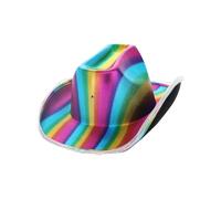 Smiffys LED Light Up Metallic Cowboy Hat, Rainbow, Party & Carnival Fancy Dress, Western Dress Up Hats