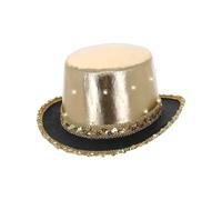 Smiffys LED Light Up Metallic Top Hat, Gold with Elastic Inner Rim, Party & Carnival Fancy Dress, Adult Dress Up Hats