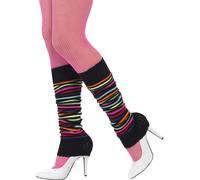Neon With Black Stripes Ladies 80's Leg Warmers - legwarmers adult fancy dress costumes neon smiffys 45642 one size gauntlets striped leggings