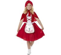 Smiffys Little Red Wolf Costume Dress & Hooded Cape, Girls Fancy Dress, Storybook Character Dress Up Costumes