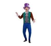 Smiffys Mad Hatter Costume, Multi-Coloured with Jacket, Trousers & Hat, Fairytale, Wings and Wands Fancy Fancy Dress, Adult Dress Up Costumes