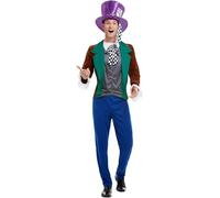 Smiffys Mad Hatter Costume, Multi-Coloured with Jacket, Trousers & Hat, Fairytale, Wings and Wands Fancy Fancy Dress, Adult Dress Up Costumes, World Book Day
