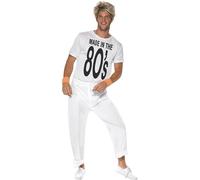 Smiffys Made in 80s Costume, White, L - Size 42inches-44inches