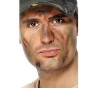 Smiffys Make-Up FX, Army Camouflage Kit, Grease, M with Facepaints & Applicator, Land, Sea and Air Forces Fancy Dress, Troops Dress Up Cosmetics & Disguises Halloween