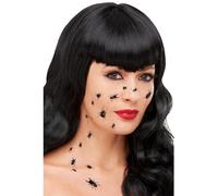 Smiffys Make-Up FX, Creepy Bug Transfers, Black 18pcs, Cosmetics and Disguises Fancy Dress, Halloween Dress Up Cosmetics & Disguises.