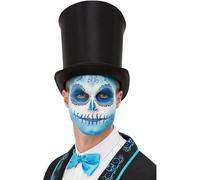 Smiffys Make-Up FX, Day Of The Dead Kit, Aqua, Blu Facepaints, Transfers, Crayon, Sponge & Applicator, Cosmetics and Disguises Fancy Dress, Halloween Dress Up Cosmetics & Disguises.