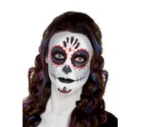 Smiffys Make Up FX Day of the Dead Kit with Face Paints Face Tattoo Gem Stickers Crayon and Applicators Halloween Sugar Skull Makeup Set Adult Fancy Dress Accessory