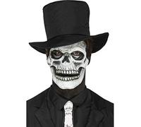 Smiffys Make-Up FX, Foam Latex Skeleton Face, Whit Prosthetic, 2 Pieces with Movable Jaw & Adhesive, Cosmetics and Disguises Fancy Dress, Skeleton Dress Up Cosmetics & Disguises.