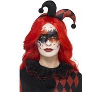 Smiffys Make-Up FX, Harlequin Kit, Aqua, Red Stickers, Lashes, Gems, Face Paints & Applicator, Cosmetics and Disguises Fancy Dress, Halloween Dress Up Cosmetics & Disguises.