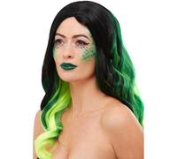 Smiffys Make-Up FX, Reptile Aqua Kit, Green Facepaints, Stencil, Gems, Glitter & Applicators, Cosmetics and Disguises Fancy Dress, Animal Dress Up Cosmetics & Disguises.