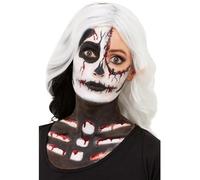 Smiffys Make-Up FX, Skeleton Kit, Aqua, Black & Wh Facepaints, Crayon, Blood & Sponge, Cosmetics and Disguises Fancy Dress, Skeleton Dress Up Cosmetics & Disguises.