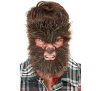 Smiffys Make-Up FX, Werewolf Face Fur, Brown on Elastic, Halloween Fancy Dress Accessory, Werewolf Dress Up Cosmetics & Disguises.